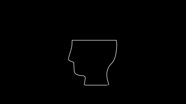 White Line User Man Icon Isolated Black Background Business Avatar — Vídeo de stock