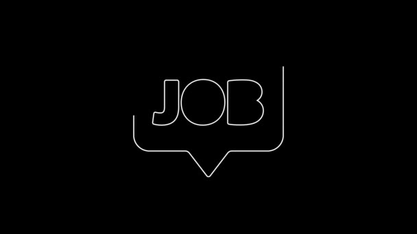 White Line Speech Bubble Job Icon Isolated Black Background Recruitment — Wideo stockowe