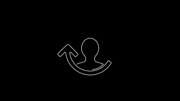 White Line Human Resources Icon Isolated Black Background Concept Human — Stock Video