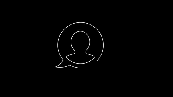 Witte Lijn Speech Bubble Chat Pictogram Geïsoleerd Zwarte Achtergrond Bericht — Stockvideo