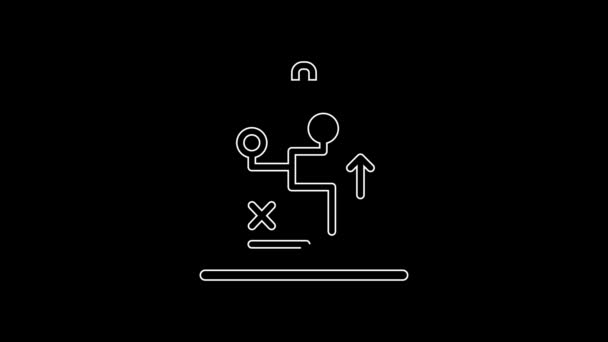 White Line Planning Strategy Concept Icon Isolated Black Background Cup — ストック動画