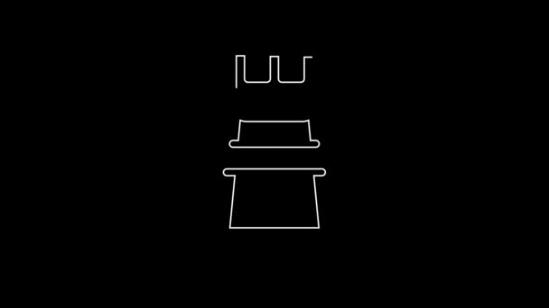 White Line Business Strategy Icon Isolated Black Background Chess Symbol — Stock Video