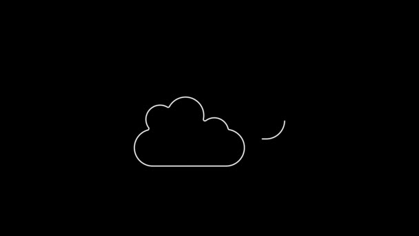 白线云图标孤立在黑色背景上 4K视频运动图形动画 — 图库视频影像