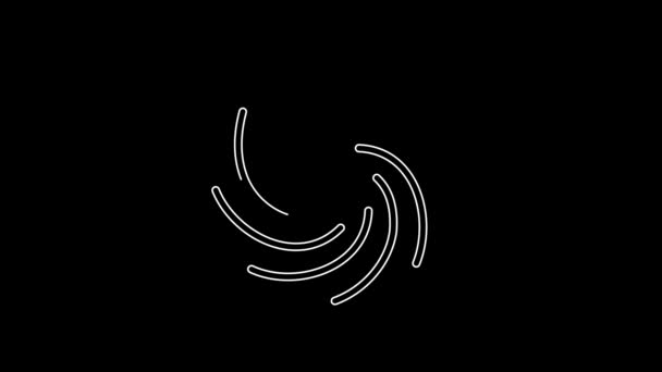 White Line Tornado Icon Isolated Black Background Cyclone Whirlwind Storm — Stockvideo