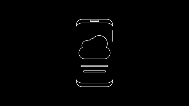 White Line Weather Forecast Icon Isolated Black Background Video Motion — Vídeo de Stock