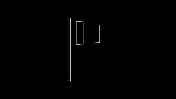 Weiße Linie Cone Meteorologie Windsack Windfahne Symbol Isoliert Auf Schwarzem — Stockvideo