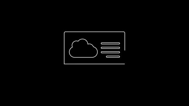 White Line Weather Forecast Icon Isolated Black Background Video Motion — Vídeo de Stock