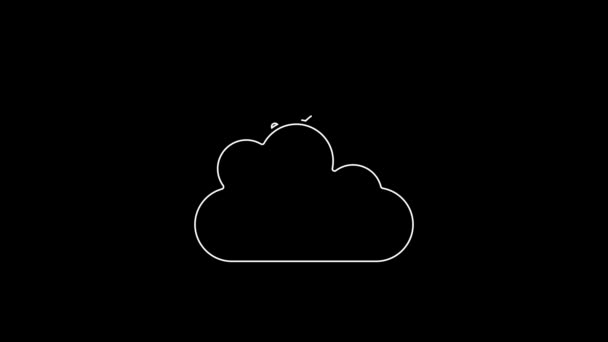 白线太阳和云天气图标孤立在黑色背景 4K视频运动图形动画 — 图库视频影像