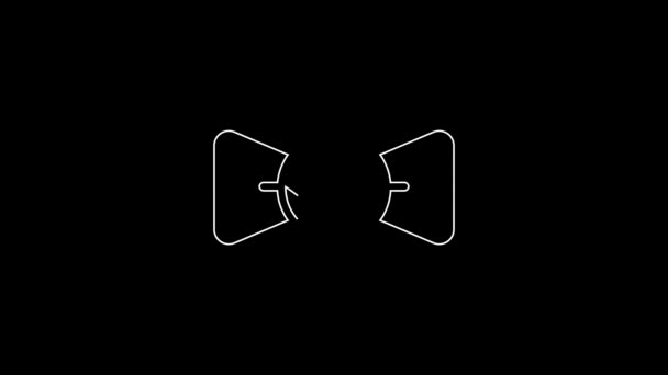 白线弓形领带图标孤立在黑色背景 4K视频运动图形动画 — 图库视频影像