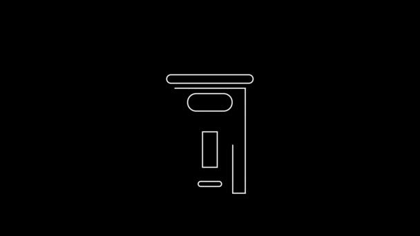 White Line London Phone Booth Icon Isolated Black Background Classic — Stockvideo