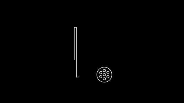 White Line Golf Flag Icon Isolated Black Background Golf Equipment — ストック動画