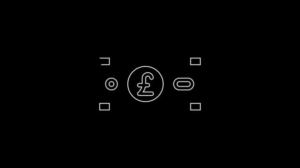 White Line Pound Sterling Money Icon Isolated Black Background Pound — Stock videók