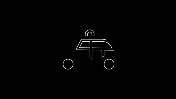 Linha Branca Táxi Ícone Carro Isolado Fundo Preto Animação Gráfica — Vídeo de Stock