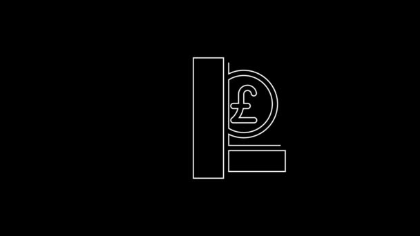 White Line Pound Sterling Money Icon Isolated Black Background Pound — Stockvideo