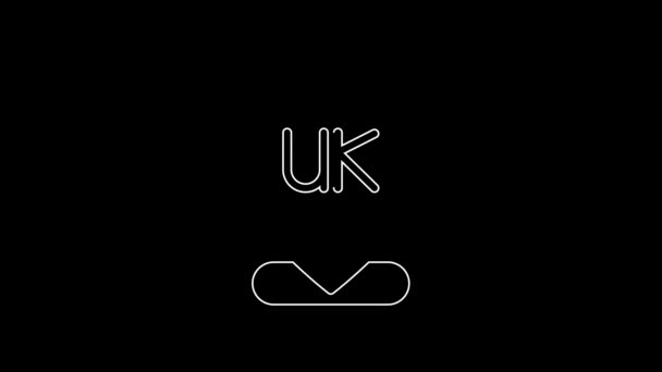 White Line Location England Icon Isolated Black Background Video Motion — Wideo stockowe