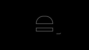 White line Elegant women hat icon isolated on black background. 4K Video motion graphic animation.