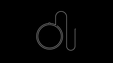 White line Watch with a chain icon isolated on black background. 4K Video motion graphic animation.
