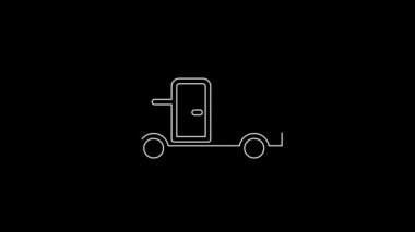 White line Minibus icon isolated on black background. 4K Video motion graphic animation.