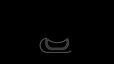 Beyaz çizgi trafik konisi simgesi siyah arkaplanda izole edildi. 4K Video hareketli grafik canlandırması.