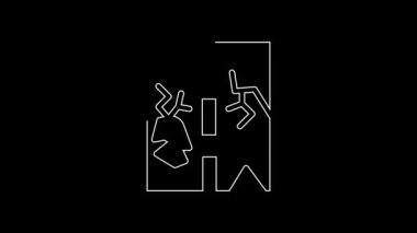 Kırık yol simgesi siyah arkaplanda izole edildi. 4K Video hareketli grafik canlandırması.