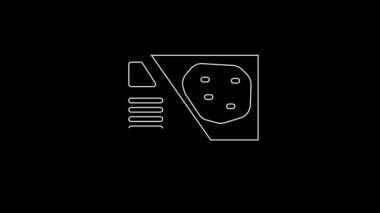 White line Amusement park billboard icon isolated on black background. Entertainment in vacation. 4K Video motion graphic animation.