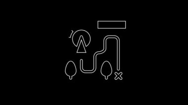 White line Amusement park map icon isolated on black background. Entertainment in vacation. 4K Video motion graphic animation.
