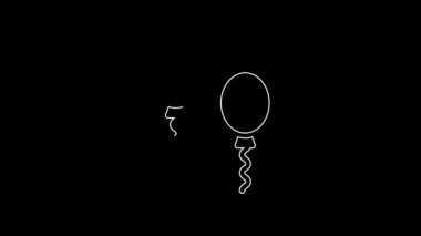 White line Balloons with ribbons icon isolated on black background. 4K Video motion graphic animation.
