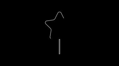 White line Balloon with ribbon icon isolated on black background. Happy Easter. 4K Video motion graphic animation.