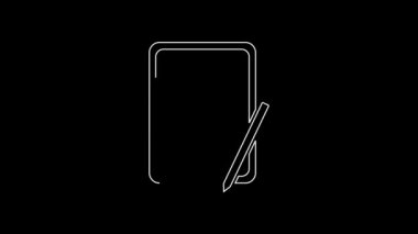 White line USA United states of america on graphic tablet icon isolated on black background. 4K Video motion graphic animation.