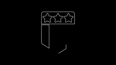 Siyah zemin üzerinde izole edilmiş yıldız ve çizgili beyaz çizgi kalkanı. Amerika Birleşik Devletleri bayrağı. 4 Temmuz. ABD Bağımsızlık Günü. 4K Video hareketli grafik canlandırması.