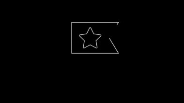 Beyaz çizgi Amerikan bayrağı simgesi siyah arkaplanda izole edildi. ABD bayrağı. Amerika Birleşik Devletleri. 4K Video hareketli grafik canlandırması.