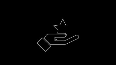 Beyaz çizgi ABD Bağımsızlık Günü simgesi siyah arkaplanda izole edildi. 4 Temmuz. Amerika Birleşik Devletleri ülkesi. 4K Video hareketli grafik canlandırması.