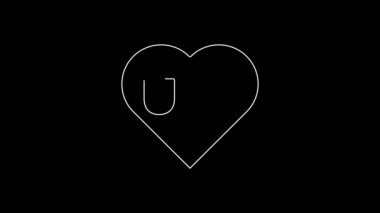 Beyaz çizgi ABD Bağımsızlık Günü simgesi siyah arkaplanda izole edildi. 4 Temmuz. Amerika Birleşik Devletleri ülkesi. 4K Video hareketli grafik canlandırması.