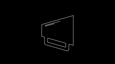 Beyaz çizgi Megafon simgesi siyah arkaplanda izole edildi. Sözcü işareti. 4K Video hareketli grafik canlandırması.