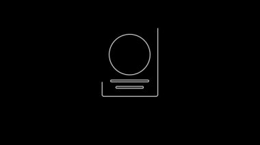 White line Protest icon isolated on black background. Meeting, protester, picket, speech, banner, protest placard, petition, leader, leaflet. 4K Video motion graphic animation.