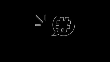 White line Protest icon isolated on black background. Meeting, protester, picket, speech, banner, protest placard, petition, leader, leaflet. 4K Video motion graphic animation.