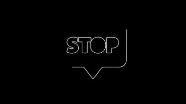 White line Protest icon isolated on black background. Meeting, protester, picket, speech, banner, protest placard, petition, leader, leaflet. 4K Video motion graphic animation.