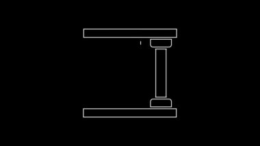 Beyaz çizgi Cezaevi pencere simgesi siyah arkaplanda izole edildi. 4K Video hareketli grafik canlandırması.