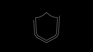Beyaz çizgi polis rozeti simgesi siyah arkaplanda izole edildi. Şerif rozeti. 4K Video hareketli grafik canlandırması.