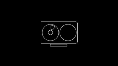 Beyaz çizgi Video Grafik Kart simgesi siyah arkaplanda izole edildi. 4K Video hareketli grafik canlandırması.