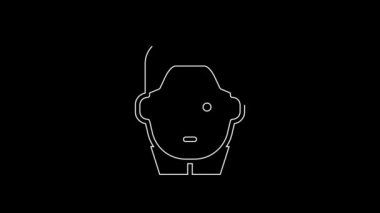 White line Portrait of Joseph Stalin icon isolated on black background. 4K Video motion graphic animation.