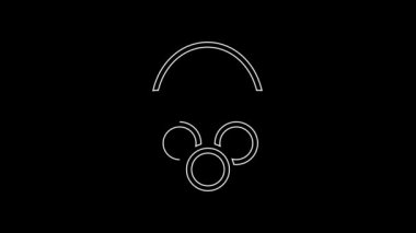White line Russian bagels on a rope icon isolated on black background. 4K Video motion graphic animation.
