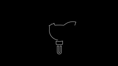 White line Candy cockerel lollipop on a stick icon isolated on black background. 4K Video motion graphic animation.