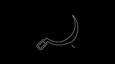 White line Hammer and sickle USSR icon isolated on black background. Symbol Soviet Union. 4K Video motion graphic animation.