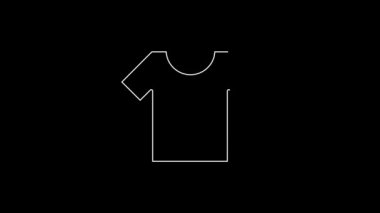 Siyah arkaplanda beyaz çizgi tişört simgesi var. 4K Video hareketli grafik canlandırması.