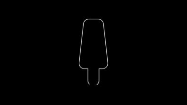 White line Popsicle ice cream on wooden stick icon isolated on black background. 4K Video motion graphic animation.