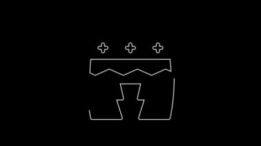 White line Musical instrument huehuetl icon isolated on black background. 4K Video motion graphic animation.
