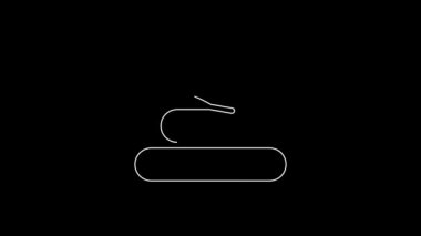 White line Snake icon isolated on black background. 4K Video motion graphic animation.