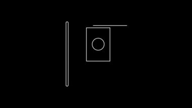 White line Mexico flag on flagpole icon isolated on black background. 4K Video motion graphic animation.