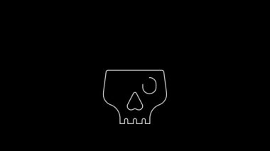 White line Burning candle on a skull icon isolated on black background. Day of dead. 4K Video motion graphic animation.